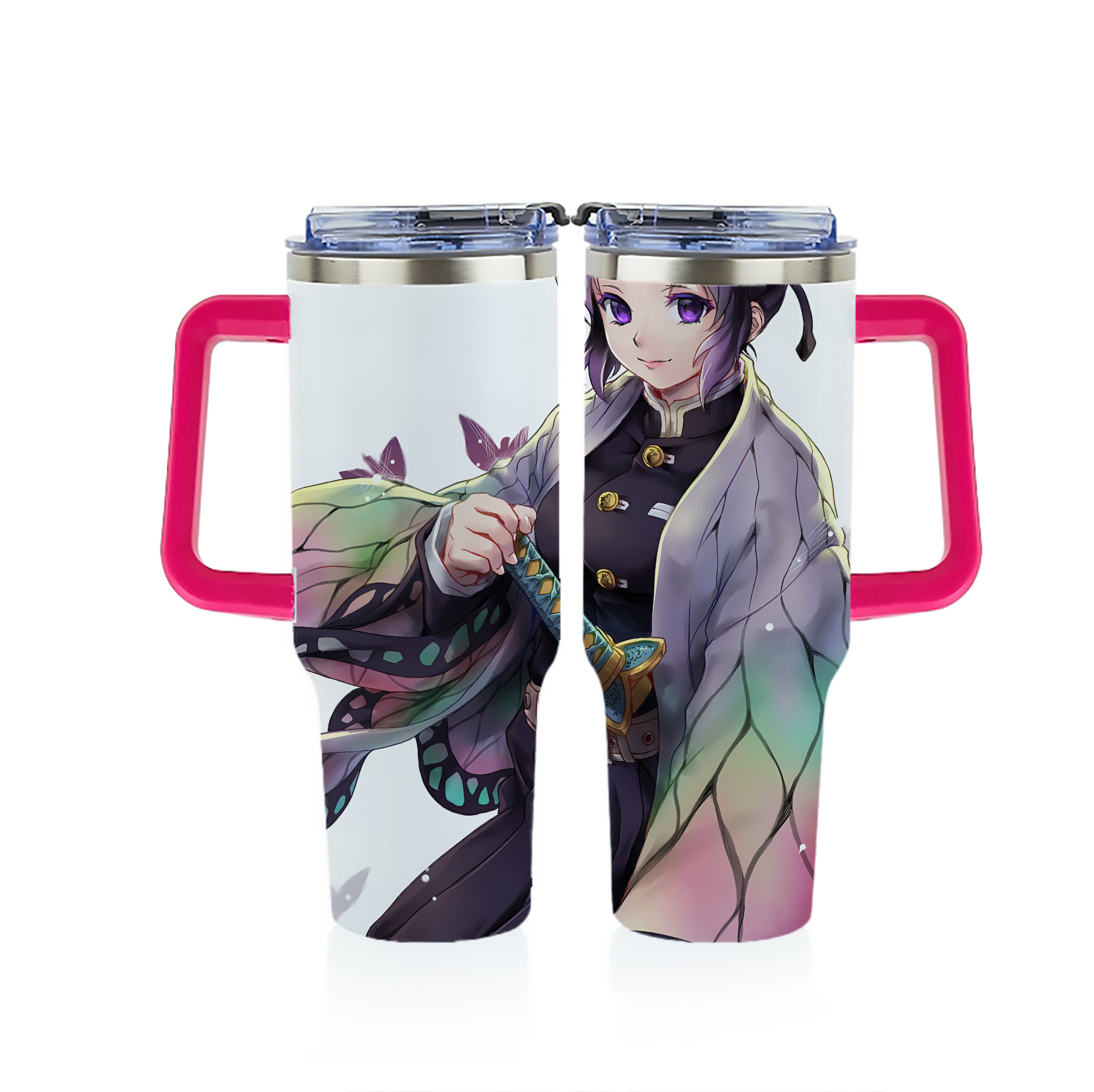 （画像用） 鬼滅の刃（きめつのやいば）蟲柱-胡蝶 しのぶ／こちょう しのぶ Kochou Shinobu 1200ｍLフルプリント車用タンブラー